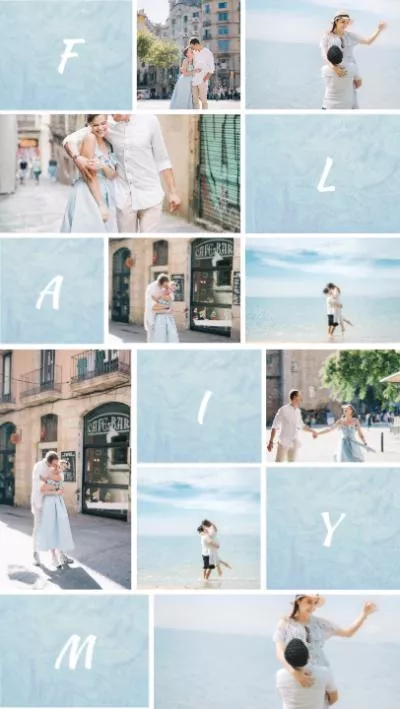 Blue Minimalist Love Story Family Memory Travel Collage Slideshow