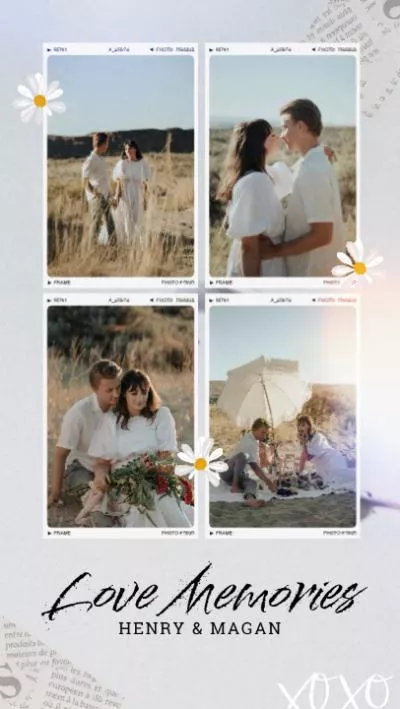 Floral Propose Film Frames Love Memories Collage Polaroid Slideshow