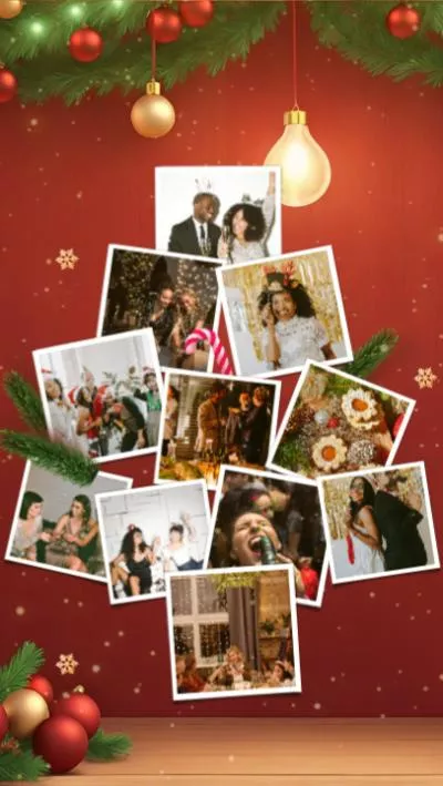 Happy Christmas Tree Family Photo Wall Collage