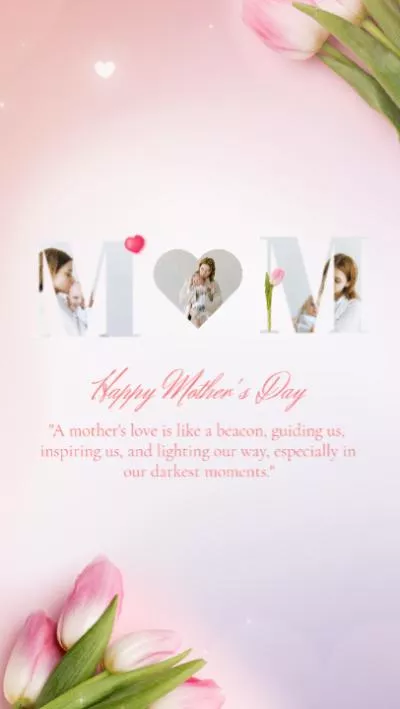 Pink Tulip Flowers Mothers Day Wishes Intro