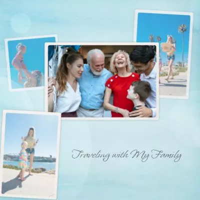 Blue Simple Family Trip Memories Collage Album Slideshow