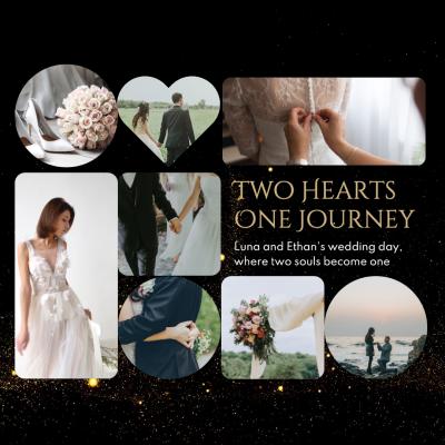 Customizable Wedding Slideshow Modern Collage Black Gold Video Template ...