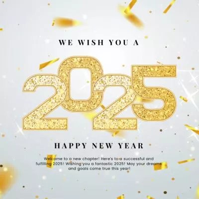 2025 Happy New Year Gold Numbers Shiny Confetti Instagram Post