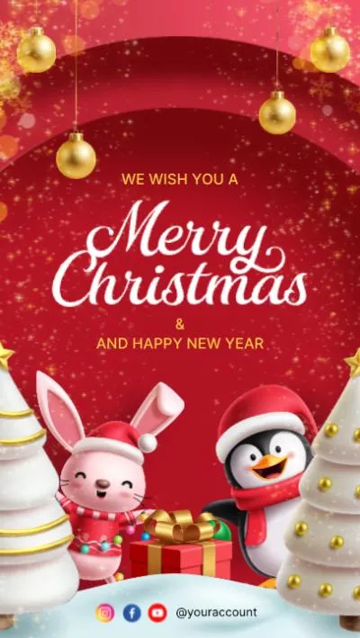 3d Cartoon Merry Christmas New Year Holiday Wishes Greeting Message Video