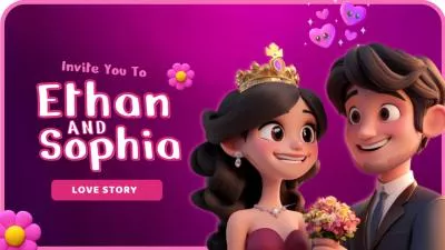 3d Cartoon Person Wedding Love Story Invitation Ceremony Collage