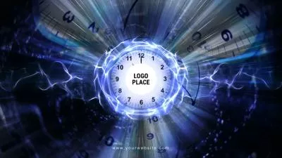  Abstract Blue Magic Time Clock Travel Movie Technology Logo Reveal Intro