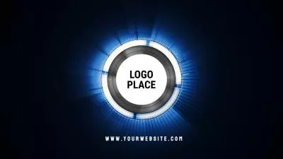  Abstract Futuristic Motion Blue Circle Wave Business Introduce Logo Intro