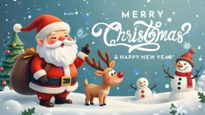 Ai 3d Cute Cartoons Generated Merry Christmas Greeting Business Message Card