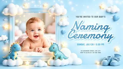 Ai Baby Blue Lovely Star Naming Ceremony Invitation Social Media