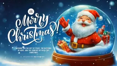 Ai Blue Snow Globes Santa Merry Christmas Greeting Wishes Intro