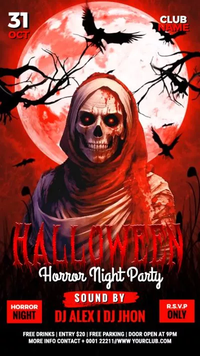 Vídeo Móvil De Invitación Para Fiesta De Halloween De Terror Generado Por IA