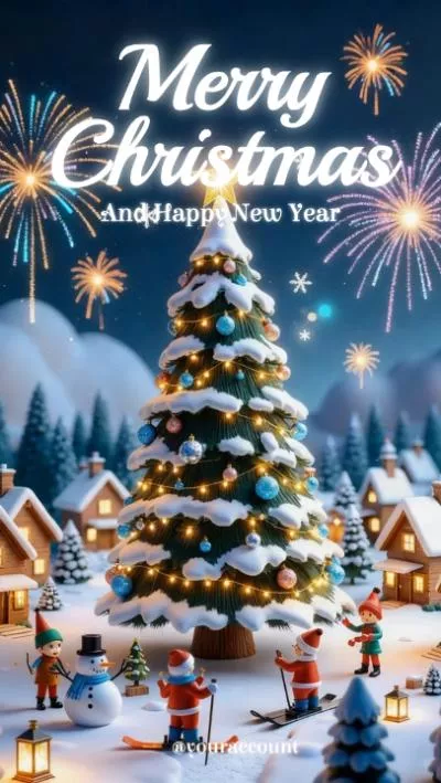 Ai Generated Merry Christmas New Year Greeting Message Card