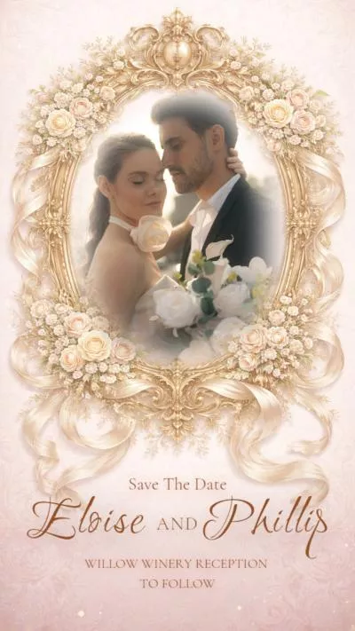 Ai Special Effects Pink Watercolor Wedding Save The Date Collage Slideshow