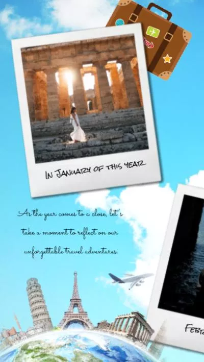 Animated Cute Travel Journey 2026 Annual Review Collage Social Media Reel
