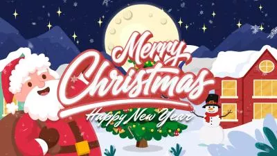 アニメーション-サンタ-メリー-クリスマス-友達-グリーティングカード-スライドショー