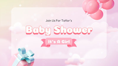 Baby Shower Fille Invitation Rose