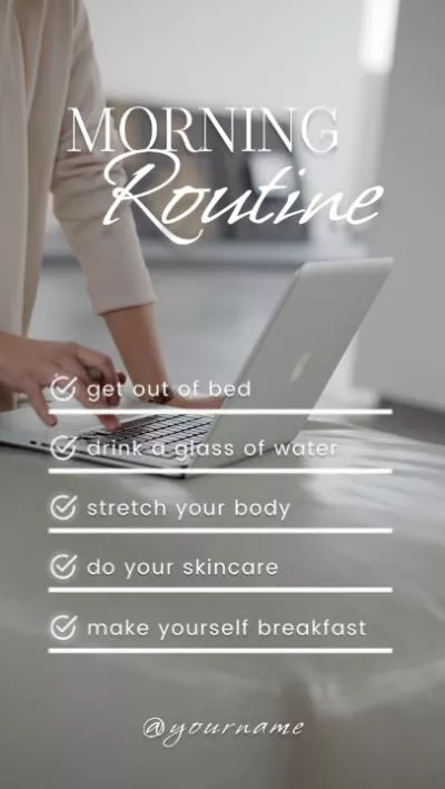  Beige White Minimalist Modern Morning Routine List Business Instagram Story