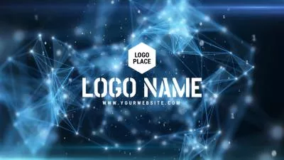  Binary Code Flying Dots Data Blue Tech Company Business Logo Intro