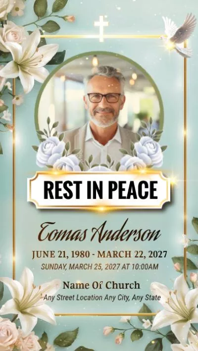 Biography Obituary Funeral Memorial Greeting Invitation Church Flyer