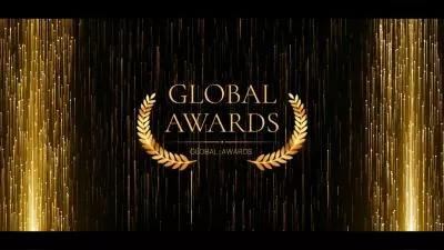 Presentación De Diapositivas De La Ceremonia De Premios Global Con Efecto De Partículas De Oro Negro