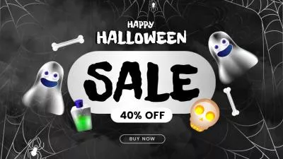  Black Halloween Promo Cute Spooky Style Photo Collage Slideshow