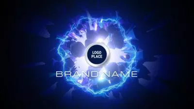  Blue Energy Cyclic Rotating Future Technology Space Logo Intro