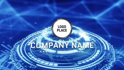  Blue Futuristic Circle Shape Voice Wave Tech Business Logo Intro