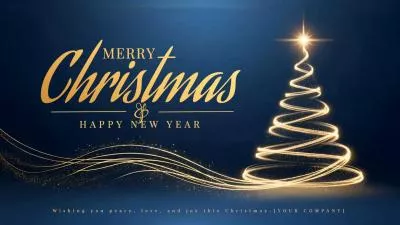 Blue Gold Technology Christmas Tree New Year Business Greeting Card Intro