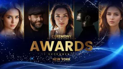  Blue Golden Film Movie Awards Ceremony Business Intro Slideshow