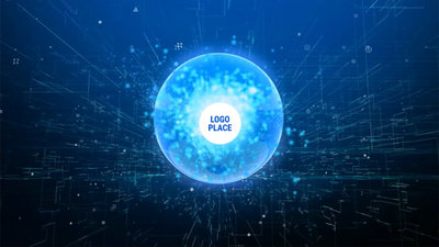 Blue Internet Technology Effect Logo Reveal Intro