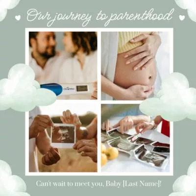 Blue Pregnancy Announcement Photo Collage