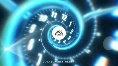 Blue Technology Circle Time Clock Movie Business Logo Reveal Intro