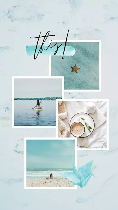 Blue Travel Photo Collage Instagram ストーリー