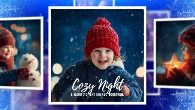 Blue White Snow Merry Christmas Family Holiday Memories Photo Collage Slideshow