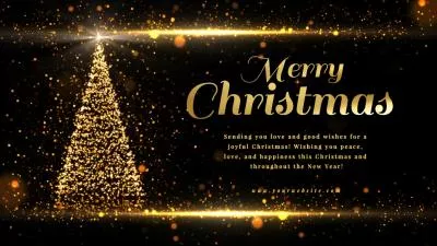 Bokeh Gold Tree Merry Christmas Greeting Message Business Card Intro