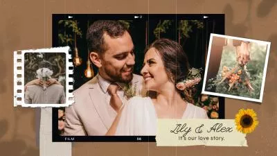 Brown Scrapbook Before After The Wedding Slideshow Love Anniversary Propose Memories Collage