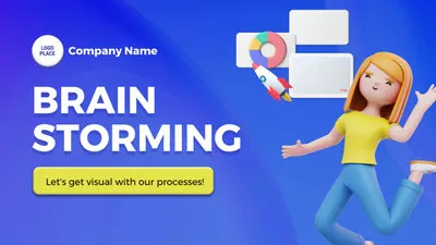 Business Company Flowchart Brainstorm 3D Whiteboard Presentation