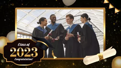 College University Gold Graduation Ceremony Collage Slideshow