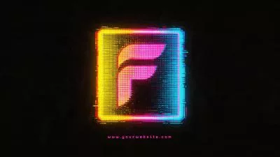 Colorful Glitch Neon Ai Logo Animation Reveal Intro