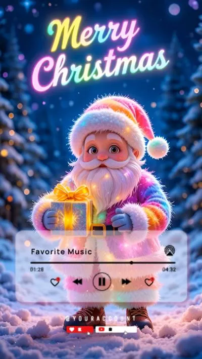 Colorful Santa Claus Cute Merry Christmas Music Player Tiktok Instagram Reel