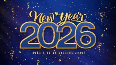 Confetti Blue Gold Welcome 2026 Happy New Year Intro