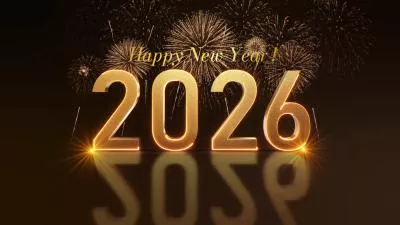 Countdown Simple Firework Golden Happy New Year 2026 Greeting Wishes Intro