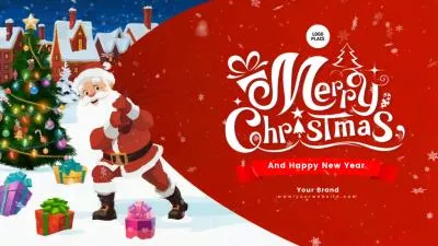 Creative Santa Gift Merry Christmas Holiday Greeting Card Promo Intro