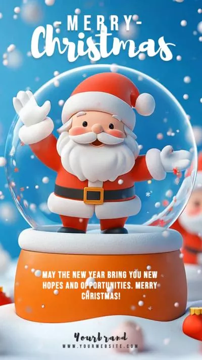 Cute 3d Santa Claus Merry Christmas New Year Snow Instagram Story
