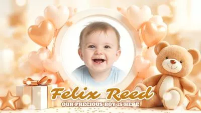 Cute Baby Family Celebrate 1st Birthday Wishes Love Photo Collage Slideshow