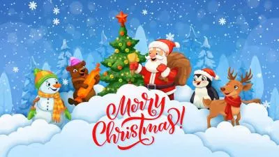 可愛的卡通聖誕老人聖誕快樂卡