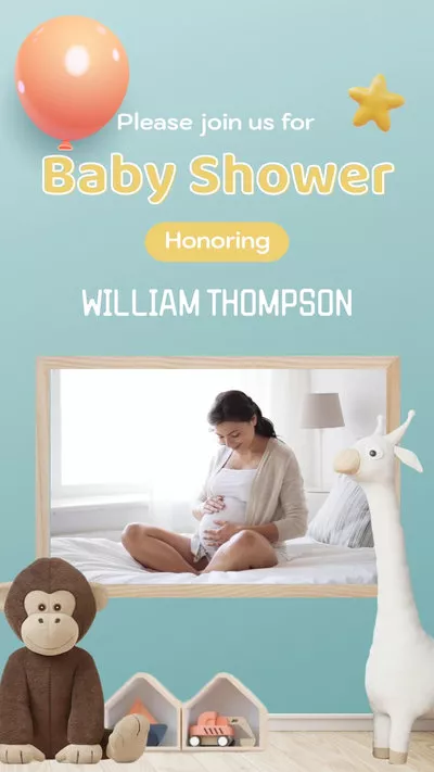 Mignon Cyan Baby Shower Invitation