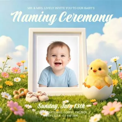 Cute Lovely Flowers Baby Smile Naming Ceremony Invitation Post