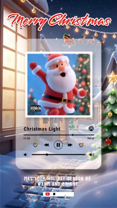 Cute Santa Claus Merry Christmas Holiday Music Player Instagram Story