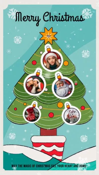 Cute Snow Christmas Tree New Year Family Collage Instagram Story